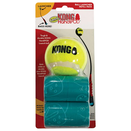 🎾 KONG Handipod Launch Refill – Boll & Bajspåsar i ett! 🐾