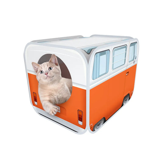 Kattigloo Pop Up Minibuss – Hopfällbart krypin i retrostil 🚌🐾